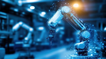 Leinwandbilder - Industrial robot arm in a factory setting.  Advanced automation technology