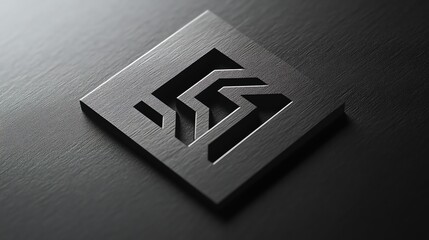 Wall Mural - 3d render of a black geometric symbol against a textured dark gray background.