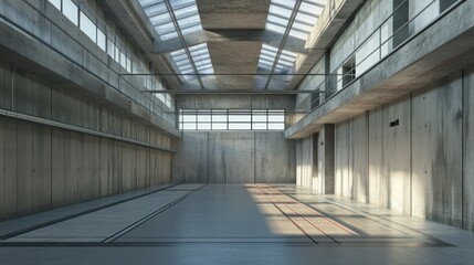 Aufkleber - Empty, modern industrial space with concrete walls and ceilings