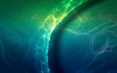 abstract water planet with green and blue hues cosmic background