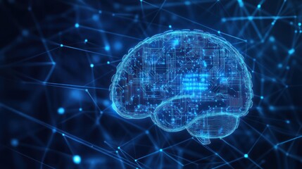 Aufkleber - AI brain, digital network