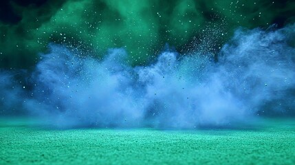 Wall Mural - Mystical Green Field with Stars and Smoke