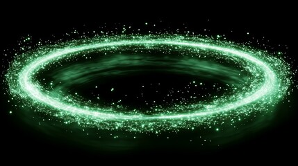 Wall Mural - Glowing Green Ring with Stars and Light Trail
