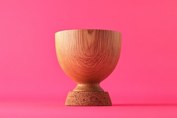 Poster - Wooden decorative bowl with a cork base against a vibrant backdrop.