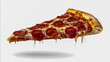 © Helal Designs - Delicious Flying Pepperoni Pizza Slice Tasty Food Template Isolated on White Background.