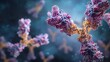 © Julia Jones - Antiphospholipid Antibody Syndrome Awareness Month Close-up view of colorful antibody molecules floating in blue environment