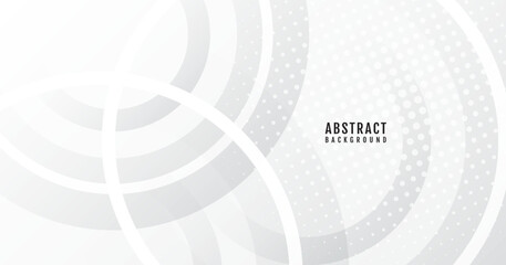 Wall Mural - white abstract background overlap layer on bright space with circles effect decoration. modern banne