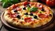 © Prasert - Crispy pepperoni pizza with earthy mushrooms and briny olives , spicy, eat