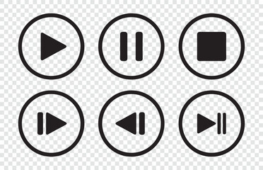player interface icon. play button icon. play and pause buttons icon set, ideal for media players. v