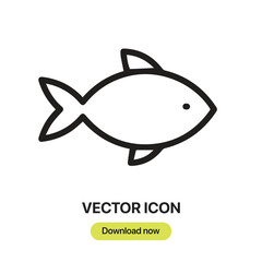 Leinwandbilder - Fish icon vector. Linear-style sign for mobile concept and web design. Fish symbol illustration. Pixel vector graphics - Vector.	