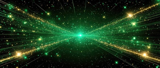 Wall Mural - cosmic green and gold explosion