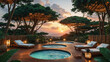 © Ratul - Luxury resort spa with jacuzzis and lounge chairs overlooking a stunning sunset