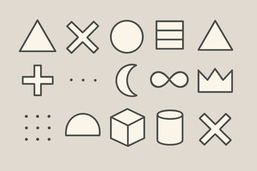 Poster - minimal geometric shape icons collection on beige background