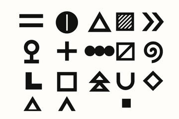 Poster - geometric symbols and shapes icon set on white background