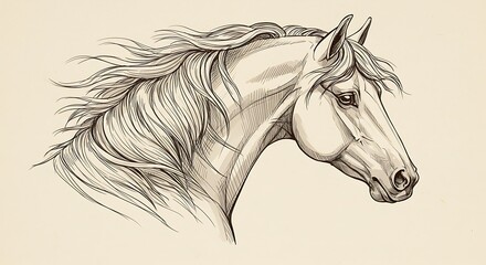Naklejka na meble Elegant horse head sketch with flowing mane