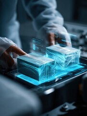 Poster - Digital Twin Technology Enhances Live Tracking of Packages With Holograms Displayed in a Modern Warehouse Setting Generative AI