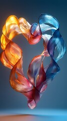 Wall Mural - ethereal heart made from flowing ribbons of pastel colors