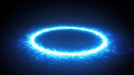 Wall Mural - blue ring of energy in dark space