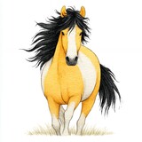 Palomino Horse Running with Black Mane and Tail