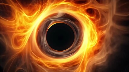 Wall Mural - Fiery swirling vortex with black hole center in cosmic space animation