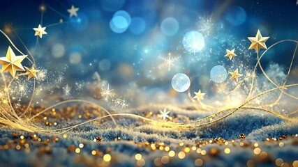 Aufkleber - Magical Golden Stars and Snowflakes Twinkling on a Frosty Winter Night