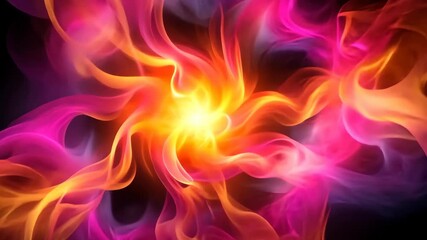 Poster - Swirling Hues of Pink, Orange, and Yellow Flames in Motion