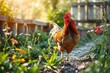© MiaApola - Colorful rooster a garden with flowers