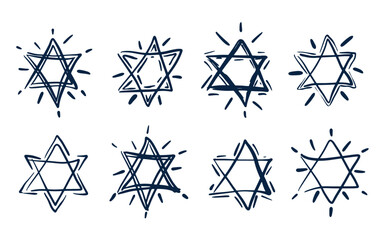 Wall Mural - Star of David, set. Hand drawn illustration.