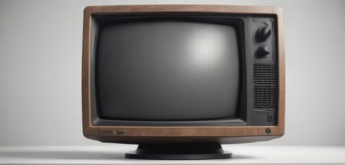 Close-up of aged CRT monitor, isolated on white, easy to use clipping path ,  image cutout,  vintage monitor,  close-up shot