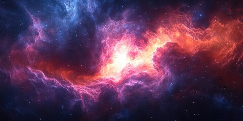 Wall Mural - bright nebula with vibrant colors and cosmic dust combining in a stunning display of interstellar be