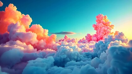 Poster - Pastel Dream A Whimsical Journey Through Cotton Candy Clouds
