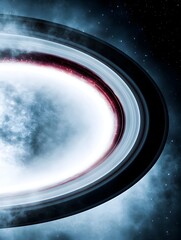 Wall Mural - Glowing planetary ring system with a bright core, set against a dark nebula