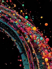 Fototapete - Colorful Particles Illuminate a Cross-Section of the Bloodstream Filled With Vibrant Medicine Components Generative AI