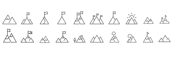 Mountain, hills icons set. mountain icon Simple thin line vector eps10.
