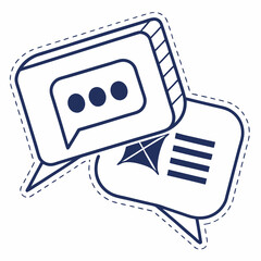 Vector Icon of Overlapping Chat Bubbles with Message and Notification Symbols Representing Communication and Interaction and Copy Space