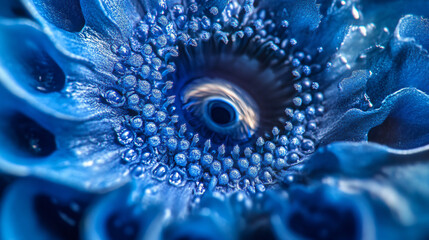 a mesmerizing close-up of a vibrant blue human iris showing intricate radial patterns.