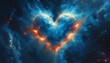 © MIM ISLAM - A glowing heart-shaped nebula in deep space surrounded by stars and stardust, cosmic and surreal romantic energy heart of the stars