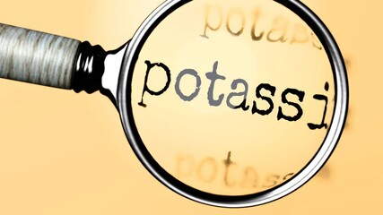 Fototapete - Potassium under careful examination. Focusing on Potassium, analyzing it, taking a closer look. Concentrating on Potassium, targeting and reviewing it, searching for answers
