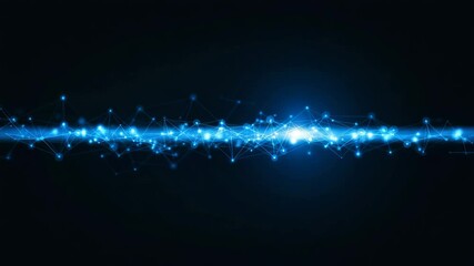 Wall Mural - Abstract Digital Network Connecting Glowing Blue Dots and Lines on Black Background