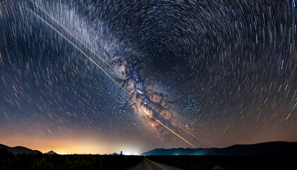 Wall Mural - a starry night sky with a long line of stars