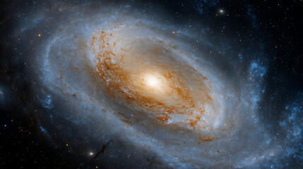 vibrant spiral galaxy in deep space with glowing nebulae and stars