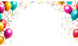 A vibrant birthday background with colorful balloons and confetti on Png Format and Transparent Background