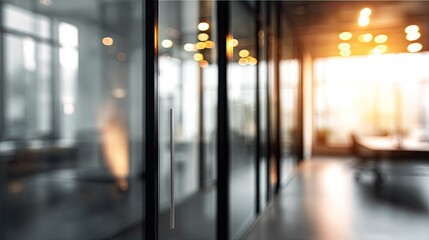 Dynamic business meeting space modern office blurred background bright environment engaging viewpoint