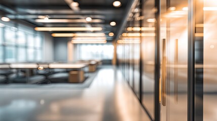 Dynamic business meeting setting modern office blurred focus background professional environment