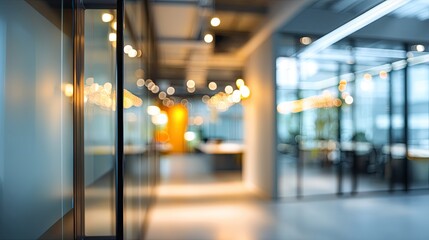 Dynamic workplace scene modern office interior blurred background contemporary environment indoor view