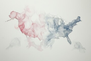Wall Mural - Abstract USA Map Art with Red and Blue Watercolor Hues