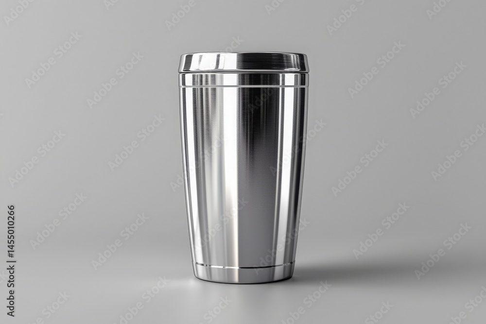 This travel mug features a shiny stainless steel exterior and a secure lid, perfect for enjoying coffee or tea on the go. Its sleek design makes it ideal for modern lifestyles.
