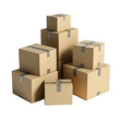 © mimo - A four beige cardboard boxes stacked on a wooden pallet isolated on transparent background.