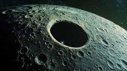 Wall Mural - stunning cratered moon surface detailed texture image space exploration art body dark grey dark hole