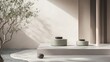 © SlashStd - Minimalist zen garden interior design, peaceful atmosphere, sunlight, pebbles